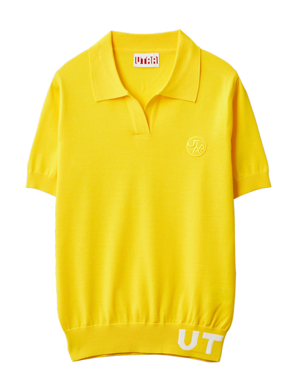 UTAA Pixel Logo Openneck Knit Tee  : Women&#039;s Yellow (UB3KTF251YE)
