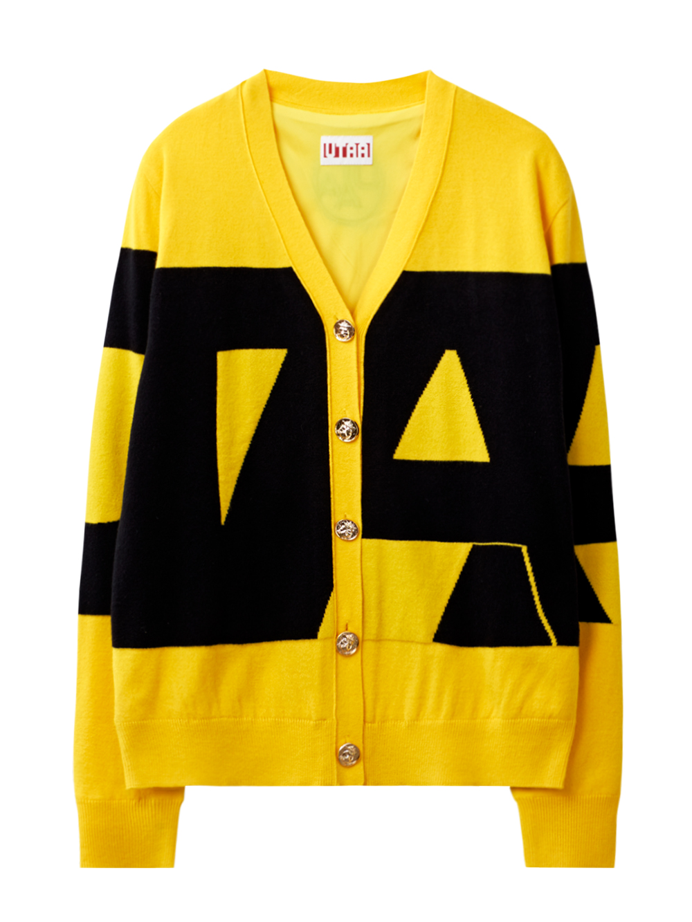UTAA Midday Bold Logo Knit Cardigan : Women&#039;s Yellow (UC4KCF116YE)