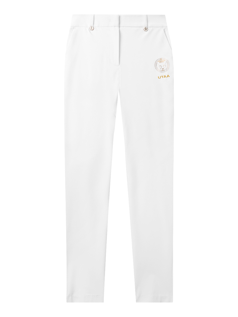 UTAA Marvel Crown Ring Panther Golden Switch Button Pants : Women&#039;s White (UD2PTF163WH)
