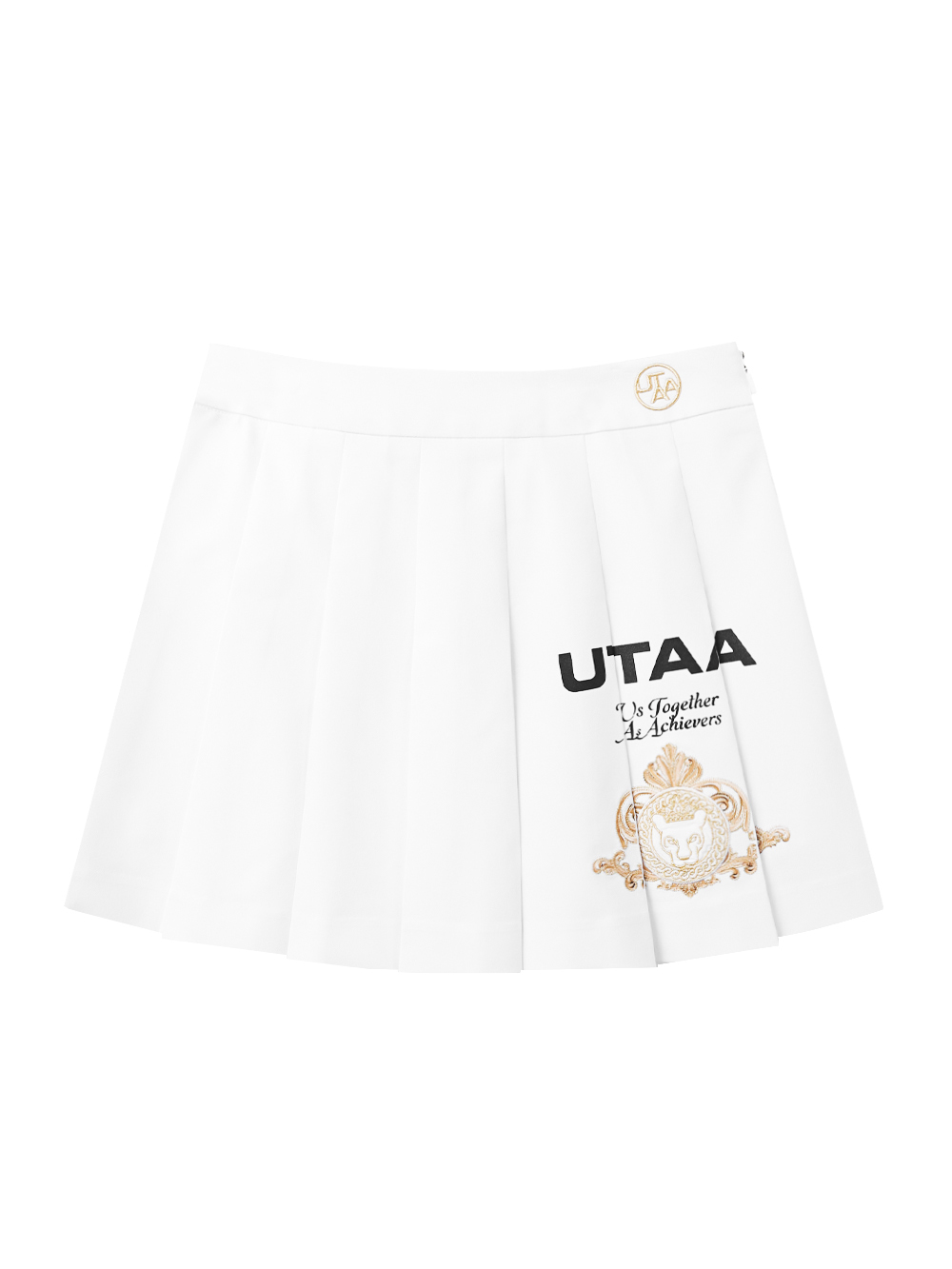 UTAA Golden Crown Ring Panther Angle Pleats Skirt : White (UD2SKF288WH)