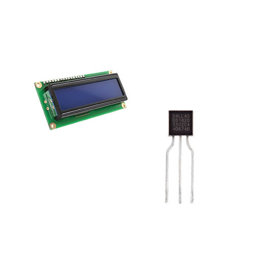 Character LCD 2x16 및 DS1820 온도센서 (Mikroelektronika)
