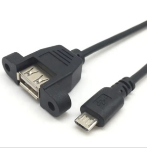 패널 마운트 USB 케이블 -USB Type A 암 - micro USB 숫, 100cm (Panel Mount USB Cable -USB A Female to Micro USB Male -100cm))