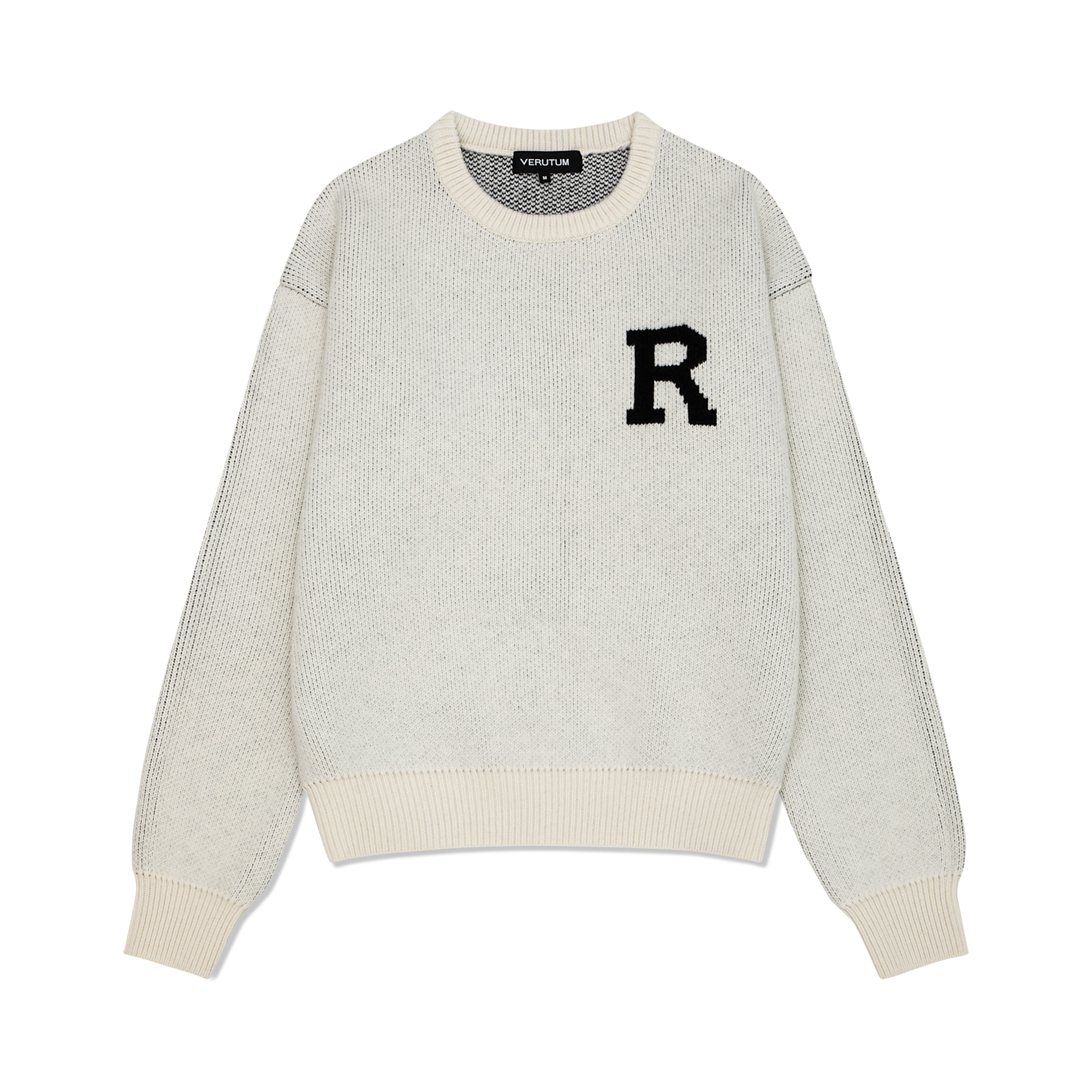 RTW-KT184 :&quot;R&quot; Logo Jacquard SweaterㅣUnisexㅣIvory