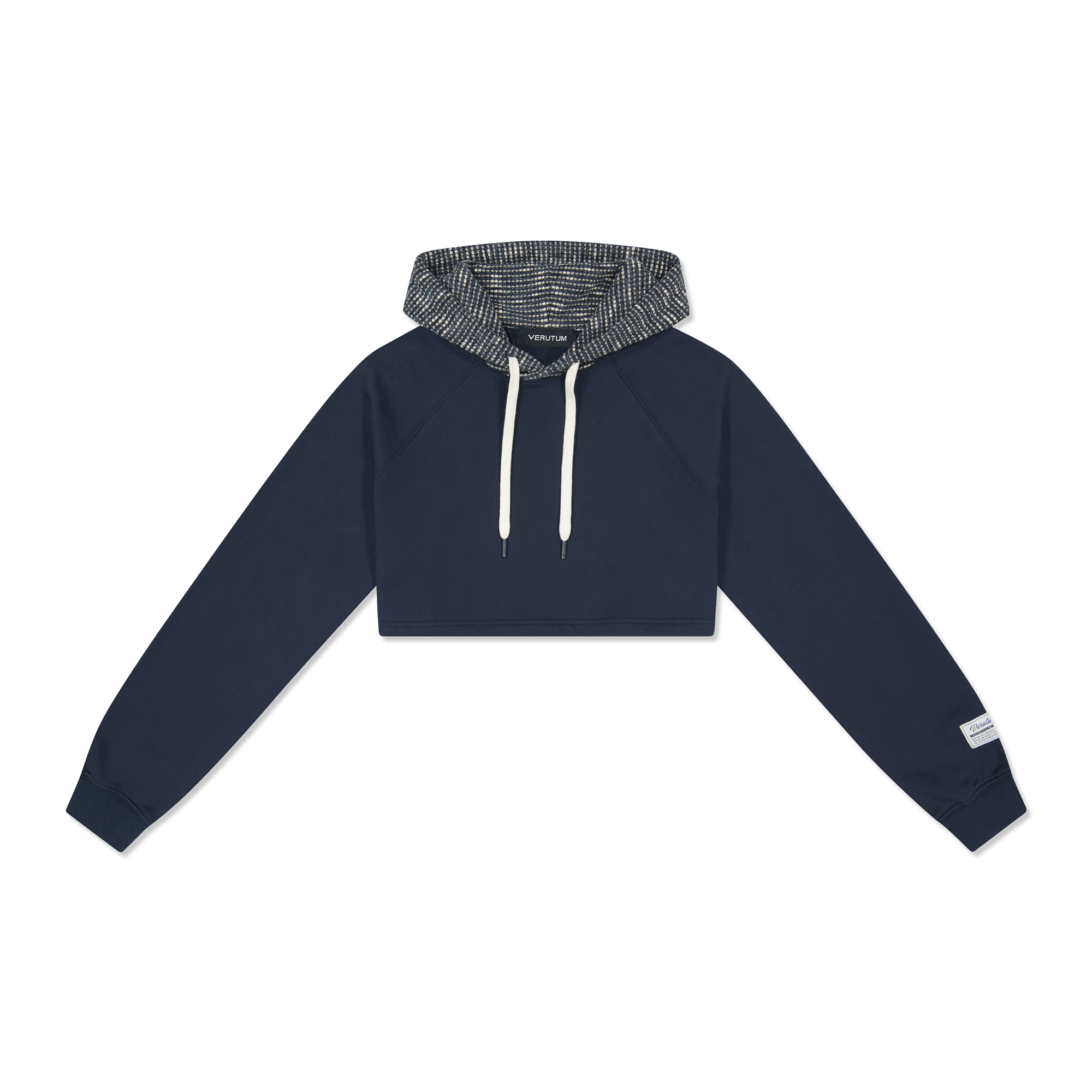 RTW-HD211W : VERUTUM Lavel Crop Hoodie│Women&#039;sㅣNavy