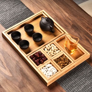 Green hair modular bamboo tea tray set 7p