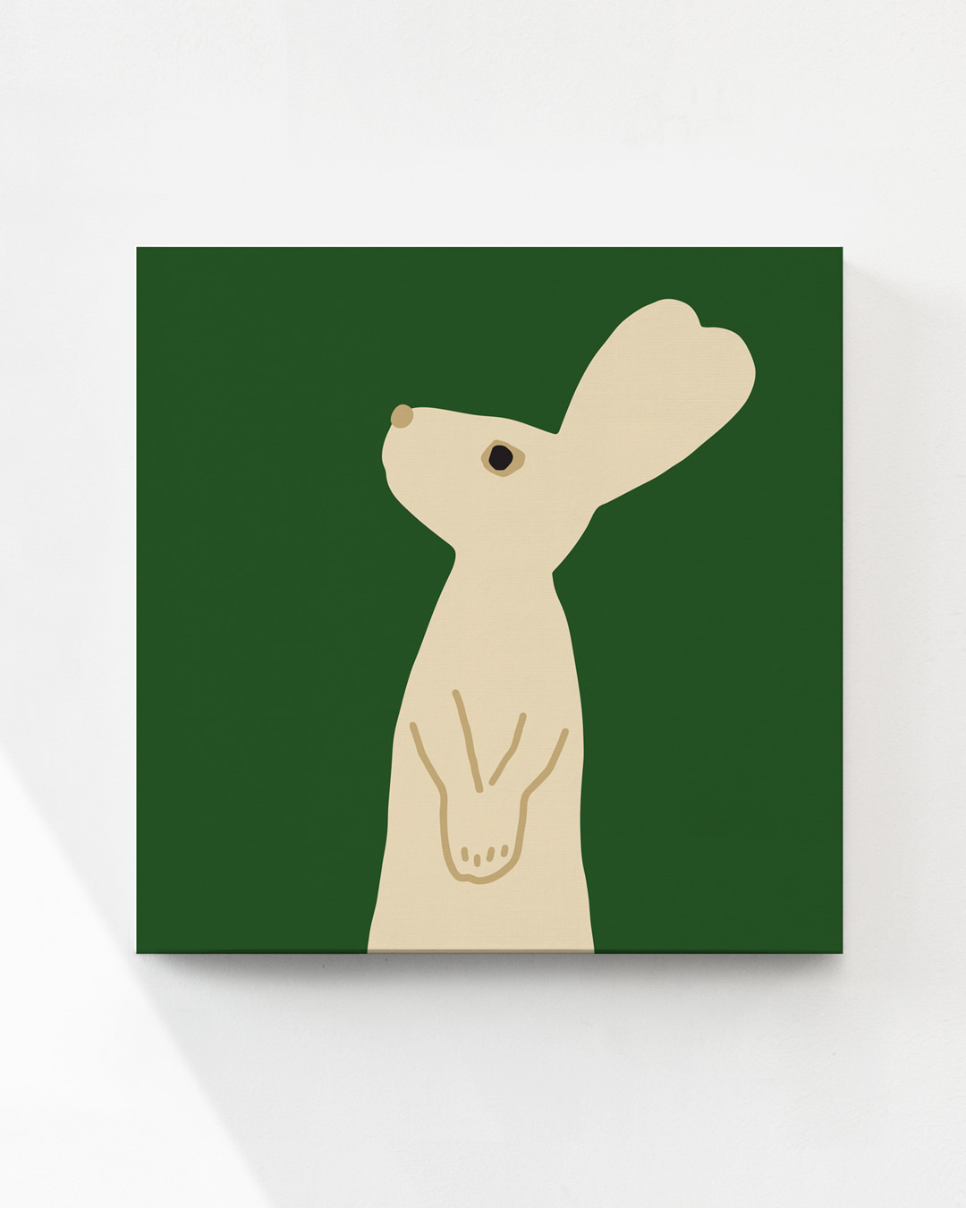 HEART RABBIT - GREEN CANVAS [SQUARE]