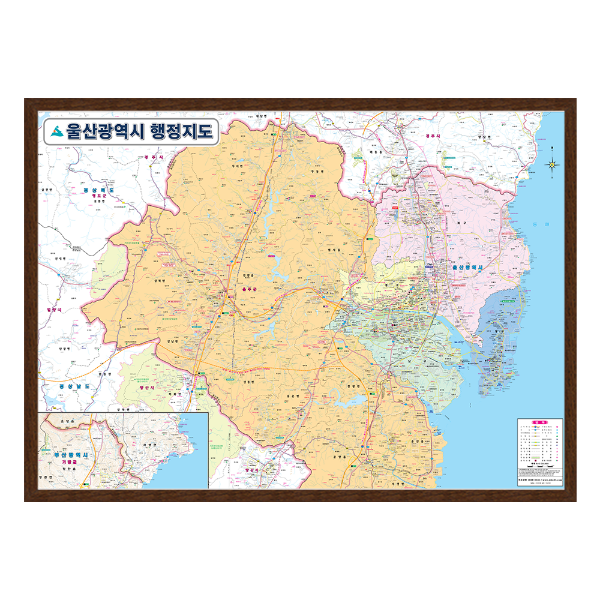 울산광역시 행정지도 소size 액자형 110cmx78cm 울산광역시지도