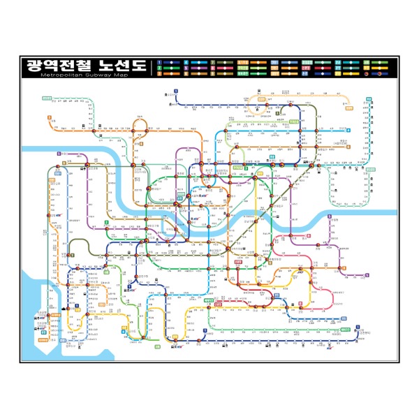 광역전철 노선도 중size 코팅형 150cmx110cm 지하철 지도