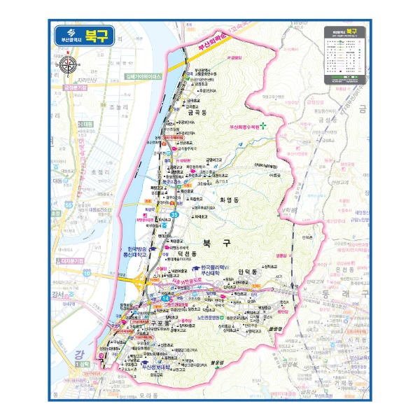부산광역시 북구관내도 경계지도 코팅 150cmX180cm