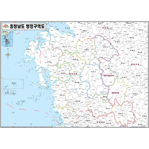 (양면코팅)충청남도 행정구역도(지도) -충남지도