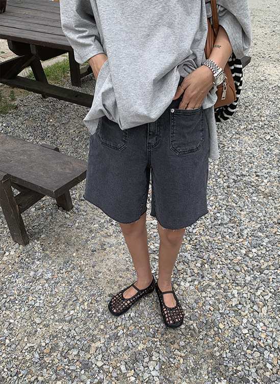 포켓스판데님팬츠-p ㅣ s - xl size ㅣ 흑청