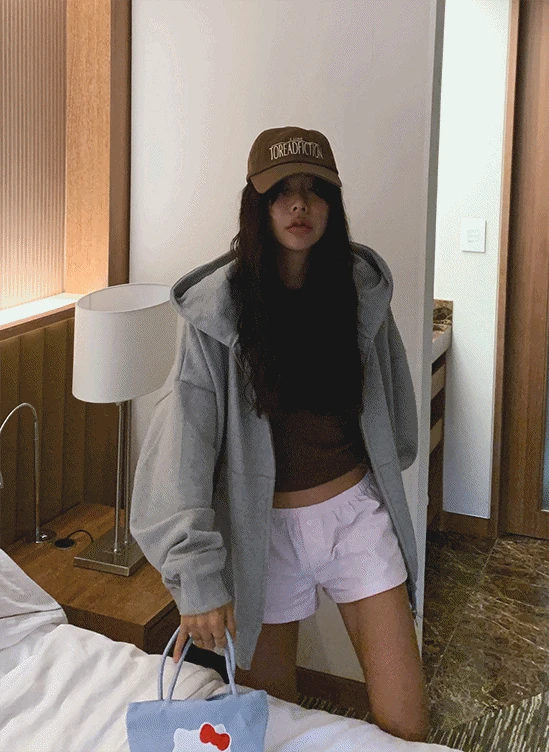 기본박시핏후드집업 ㅣ 그레이