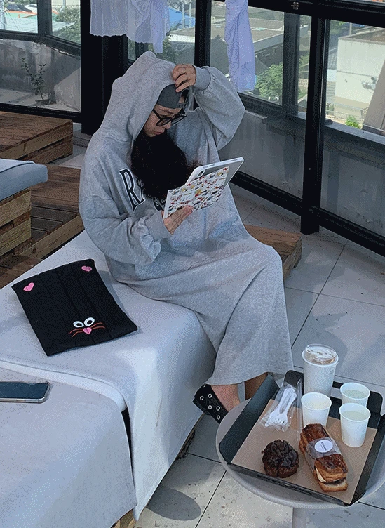 후드긴팔원피스-ops