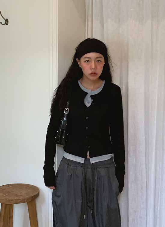 레이어드더블가디건