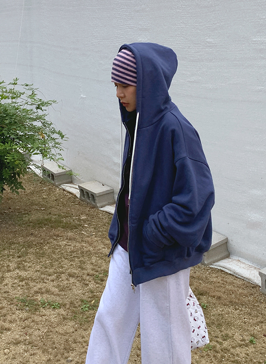 코튼기본후드집업