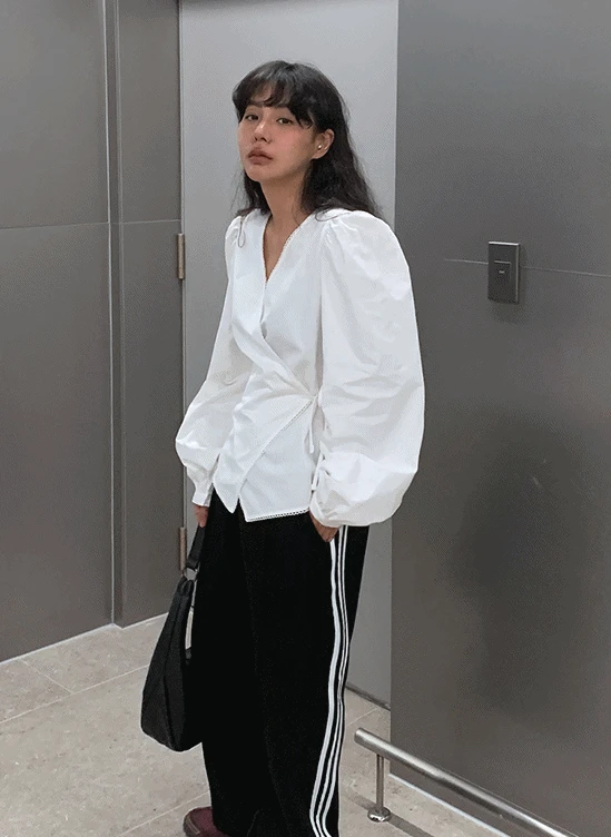 랩퍼프블라우스-bl