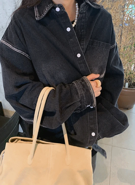 포켓데님셔츠-nb ㅣ 흑청