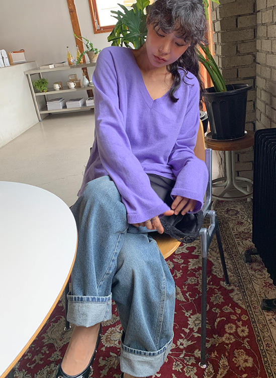 브이넥울캐시미어니트-nt ㅣ 퍼플