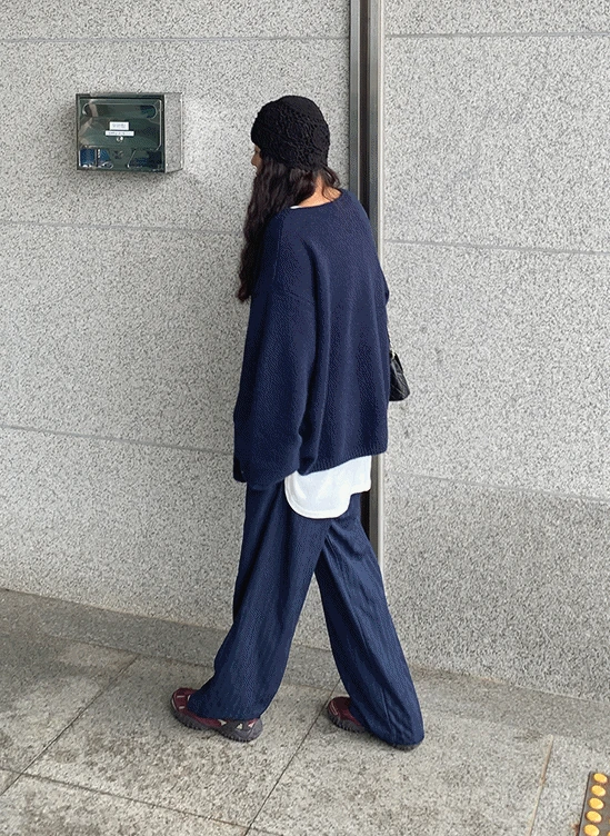 빈티지스트라이프롱팬츠-p ㅣ 네이비