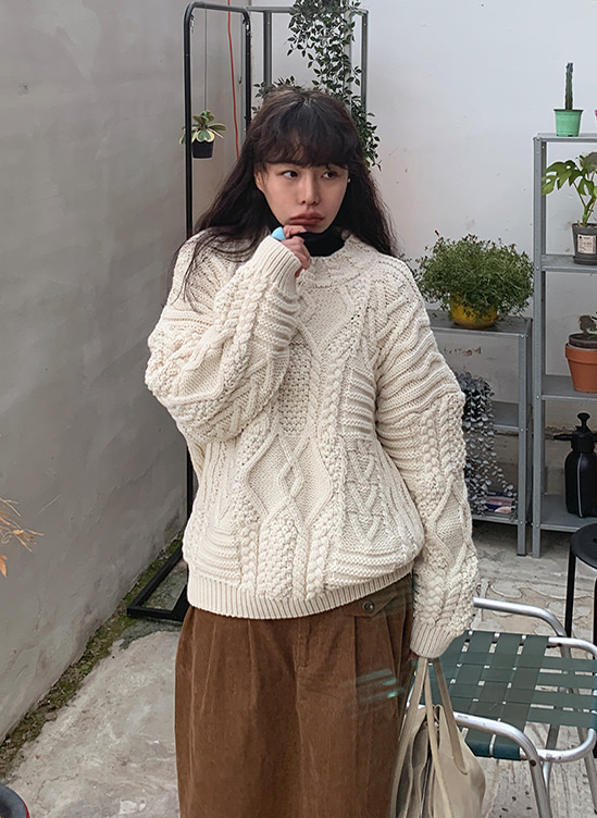 칩스꽈배기니트-nt