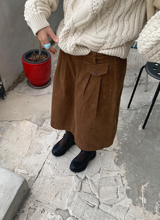 포켓골덴스커트-sk ㅣ 브라운