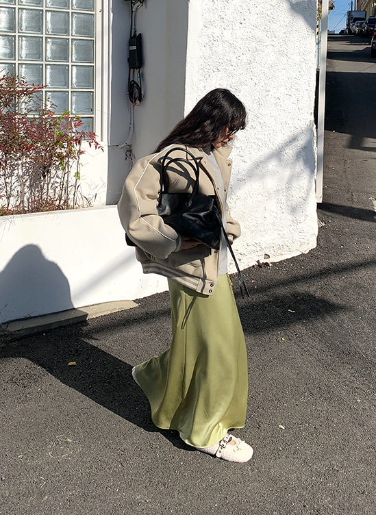 새틴맥시스커트-sk ㅣ 올리브