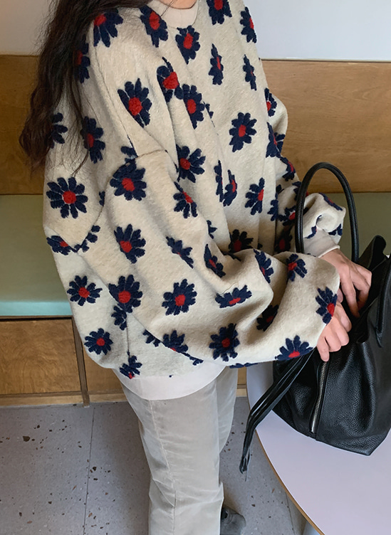 플라워나염맨투맨