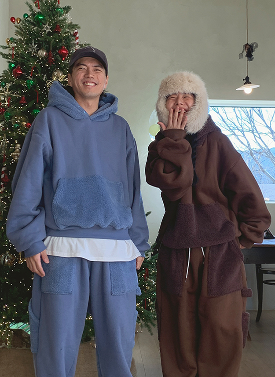 (couple)포근이후드긴팔티-t