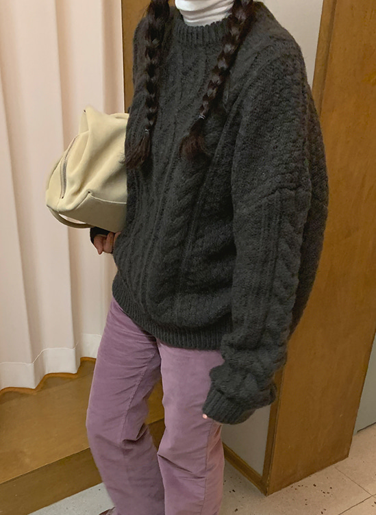 엔더울꽈배기니트-nt ㅣ 차콜