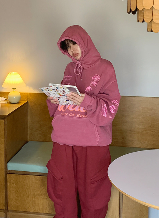 피그먼트긴팔후드티-t