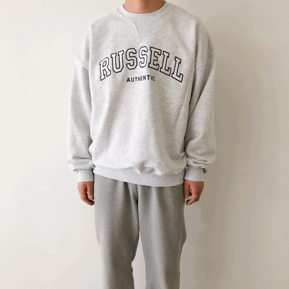 RA 헤비스웻 러셀 자수 프린팅 맨투맨 티셔츠 ( 3color )