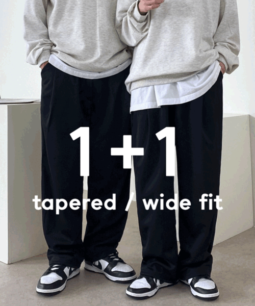[1+1] 기모 링클프리 와이드핏 테이퍼드핏 남녀공용 커플 스판 밴딩팬츠 4color