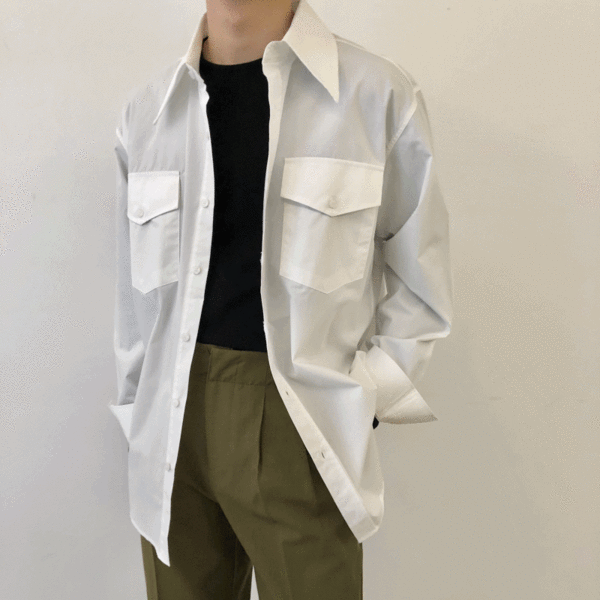 SSE 르멜 빅카라 투포켓 오버핏 셔츠 ( 3color )