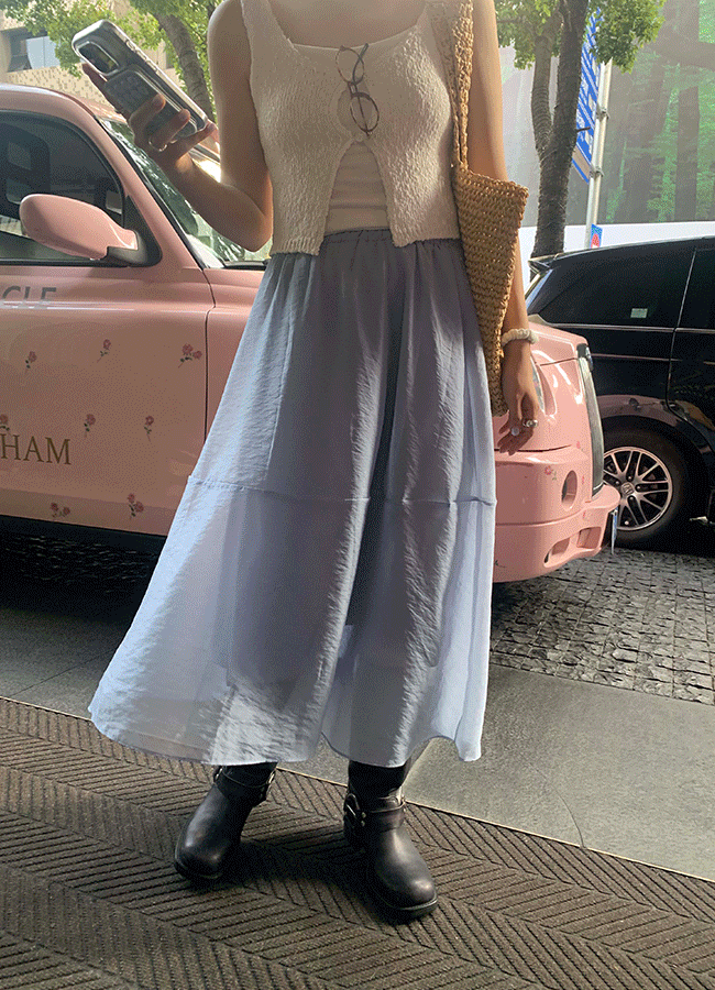 Layer sheer long skirt (2color)