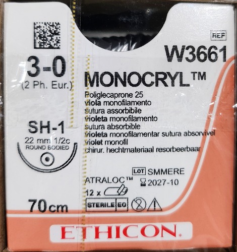 에치콘 모노크릴 3/0 W3661[07352]