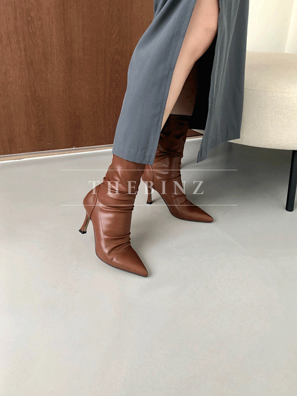 셔링 스틸레토 앵클 boots [3color]