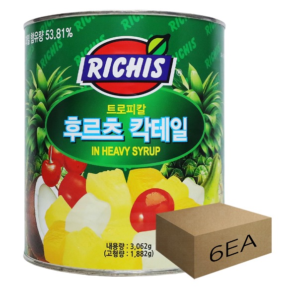 1박스) 동서 리치스 후르츠칵테일 3kg x 6개입