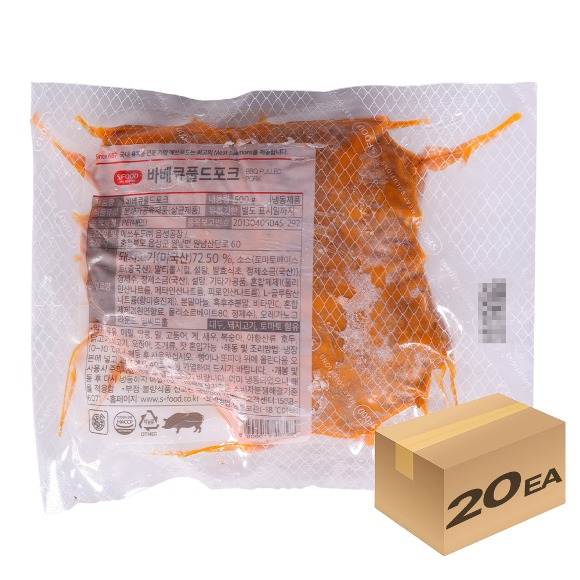 1박스) 에쓰푸드 냉동 바베큐풀드포크 500g x 20개입