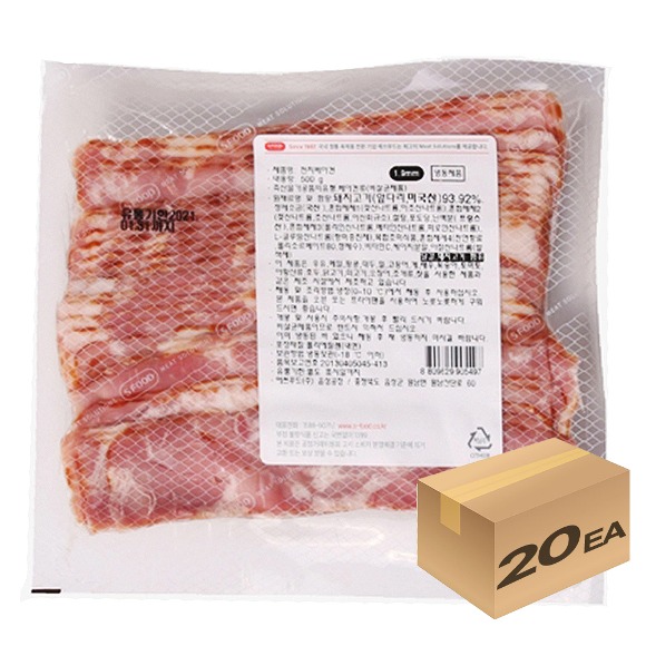 1박스) 에쓰푸드 냉동 전지베이컨 500g x 20개입