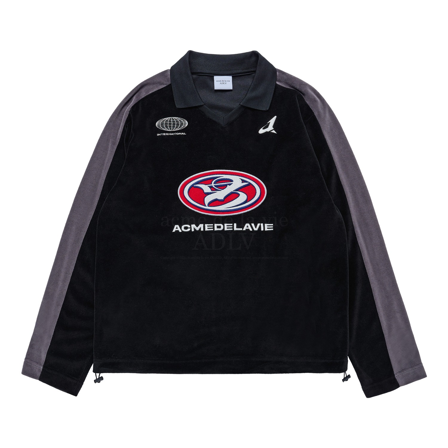 [아크메드라비] SYMBOL NEEDLEWORK VELOUR LONG SLEEVE BLACK