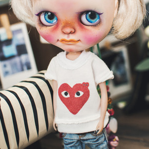 Blythe Be Funny Heart T shirt - White