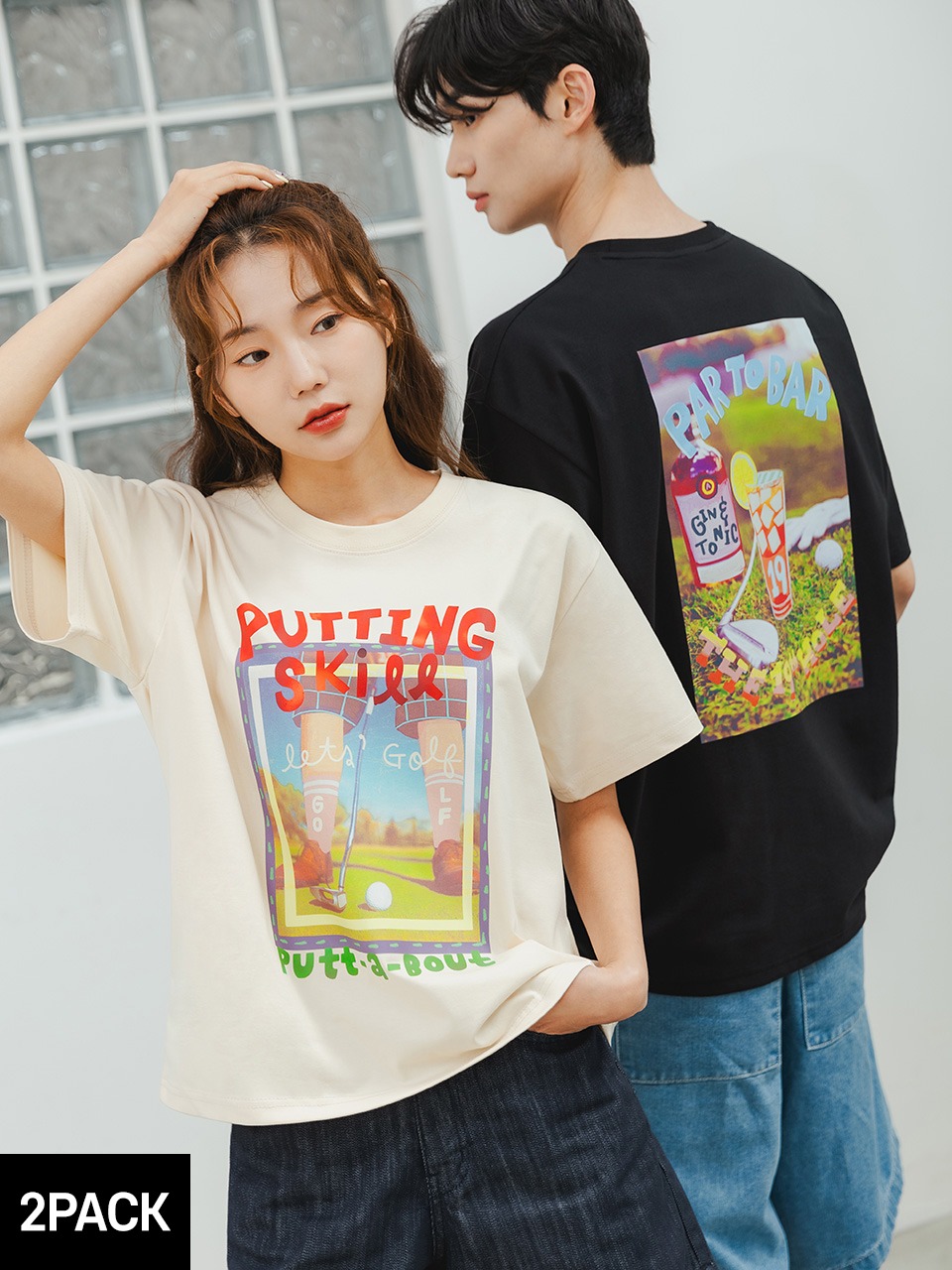 [2PACK] 퍼팅스킬 PAR TO PAR 오버핏 반팔티 2종 패키지