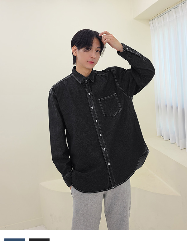 오버 데님 셔츠