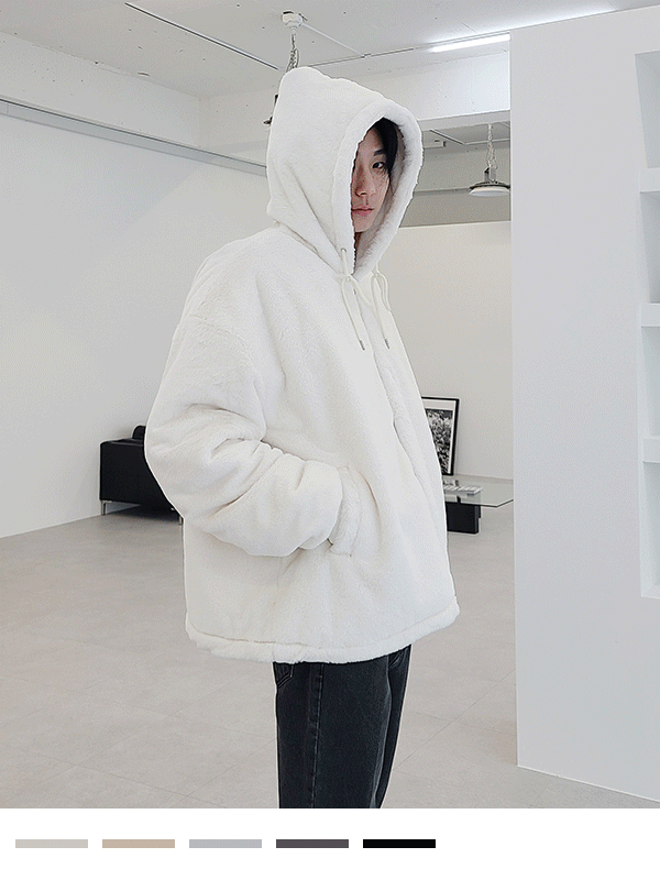 밍크 후리스 후드 점퍼