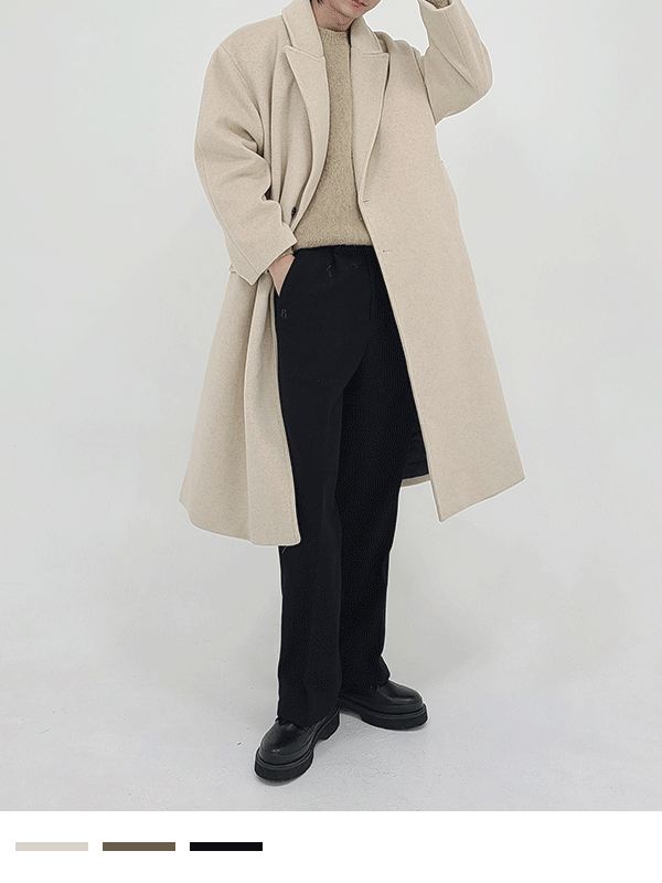 울 와이드 싱글 코트