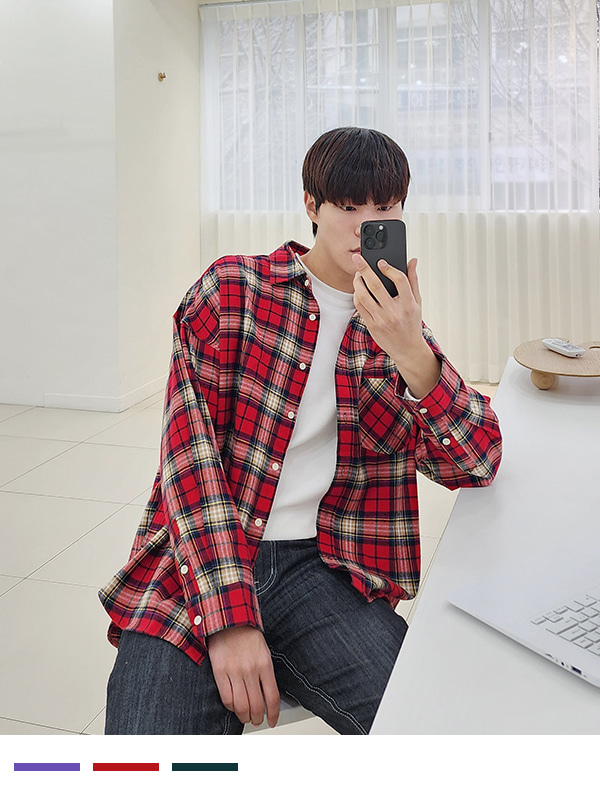 올드스쿨 기모 타탄 체크 셔츠