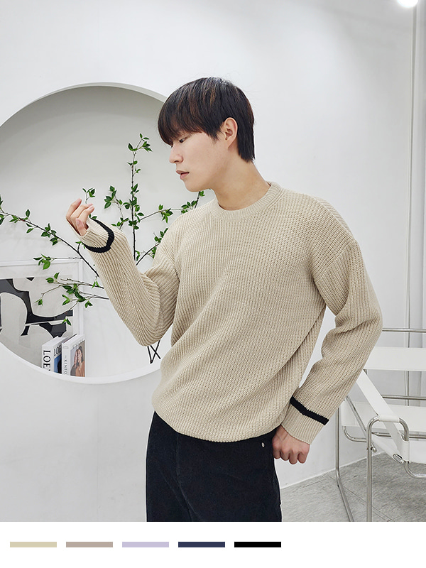 소매 라인 하찌 니트