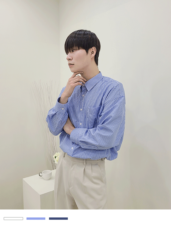 옥스포드 오버핏 스트라이프 셔츠