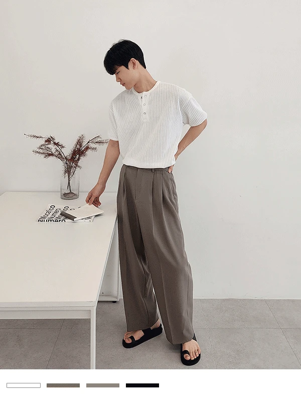 벨벳 라운드 헨리넥 반팔티