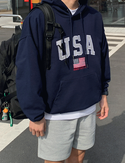 USA 스트링 후드티 (3color)